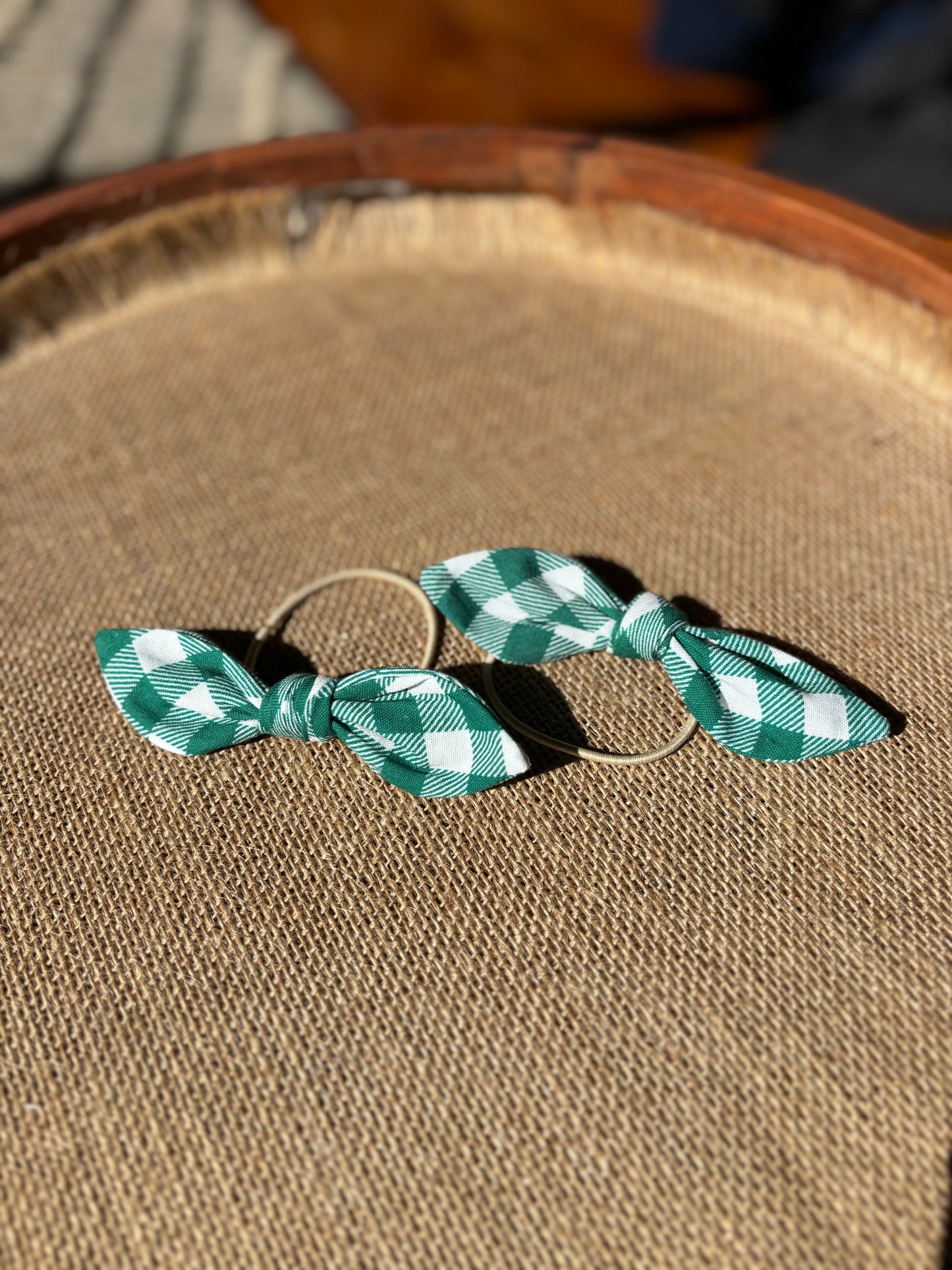 Festive Flopsy Ties - Pea Gingham (PRE-ORDER)