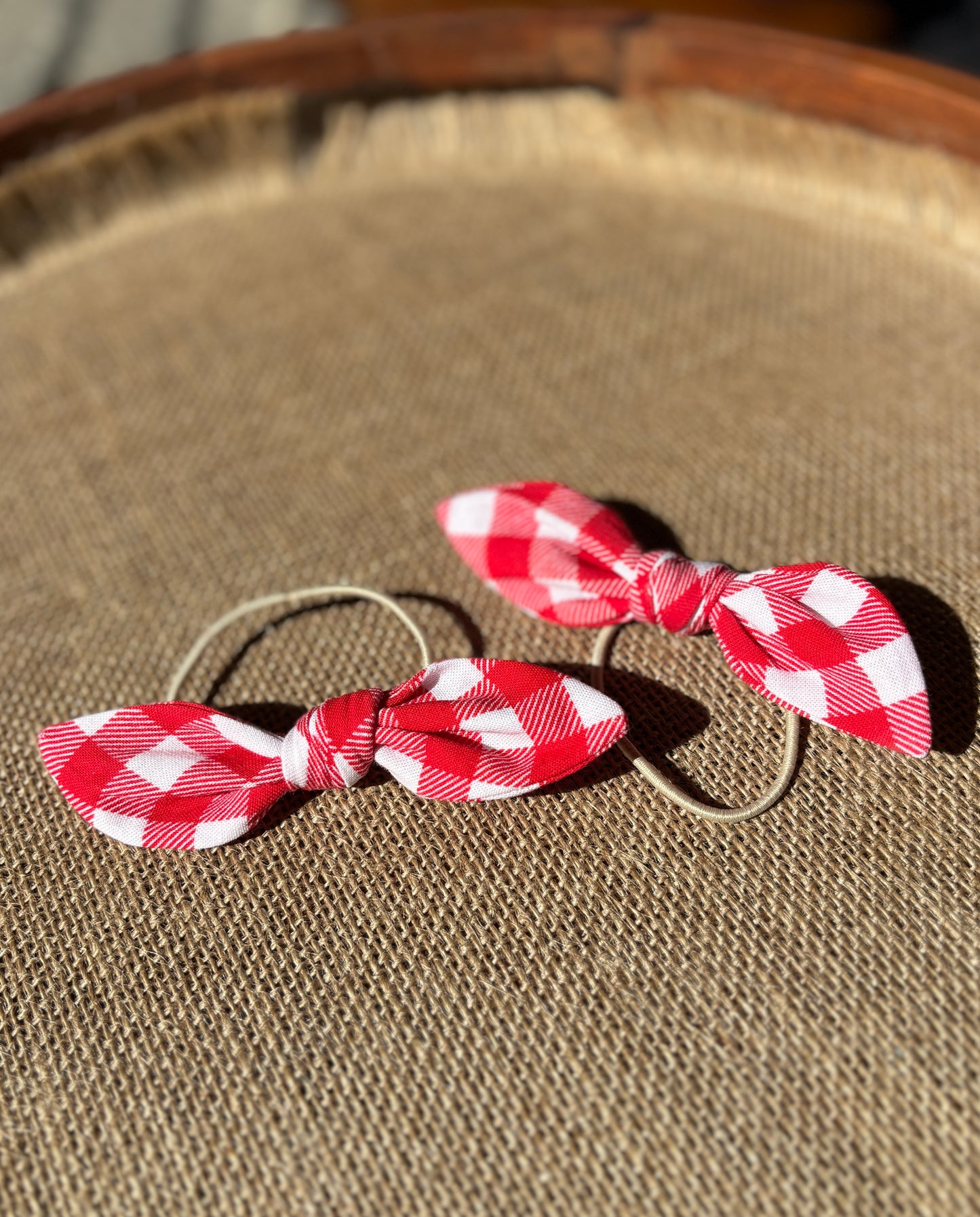 Festive Flopsy Ties - Cherry Gingham (PRE-ORDER)