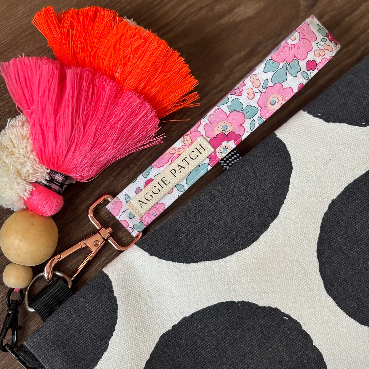 Wristlet Keychain - Metallic Rose Liberty