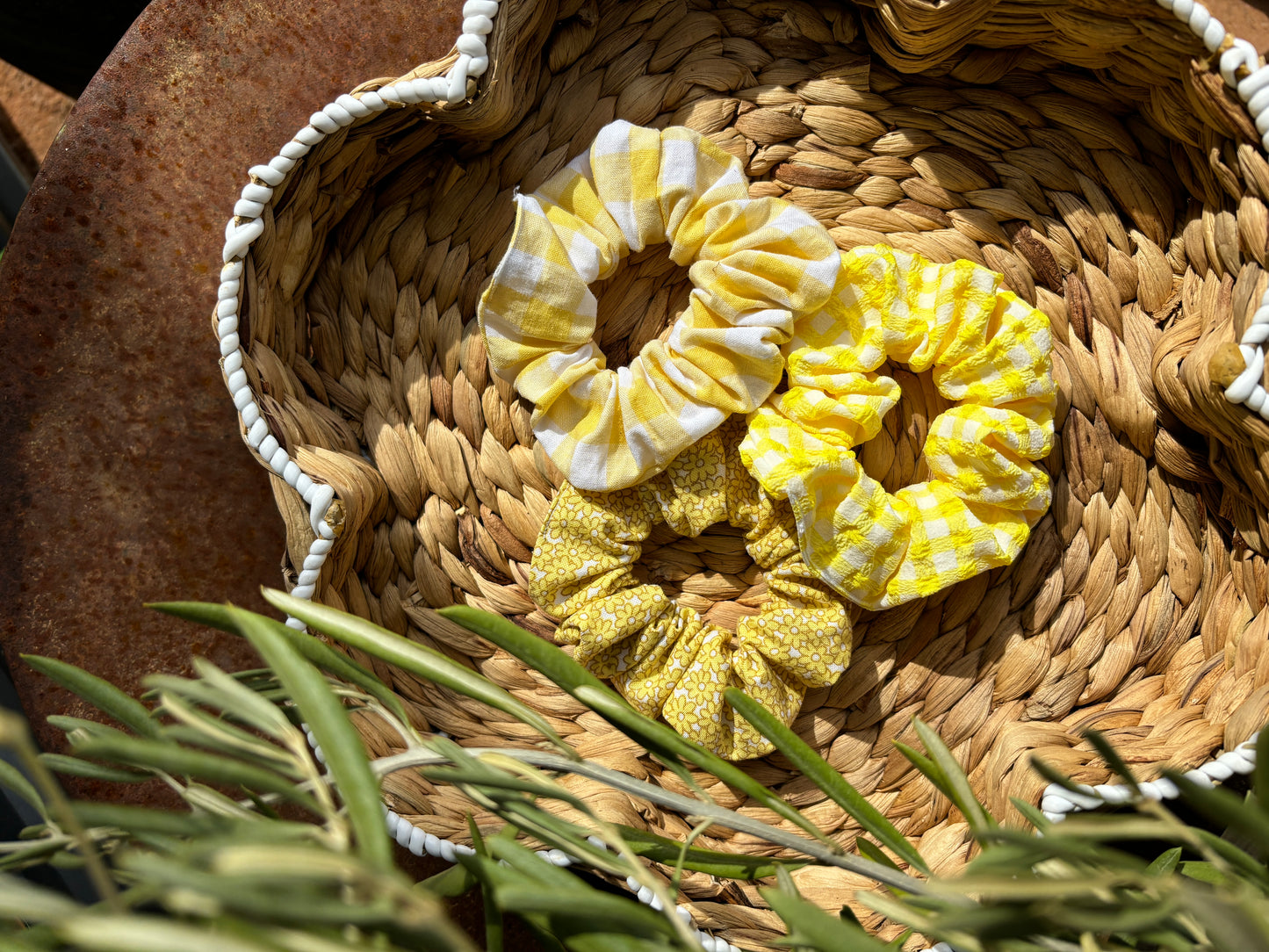 Yellow Floral Scrunchie