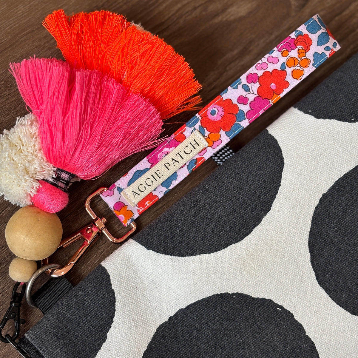 Wristlet Keychain - Cherry Denim Liberty