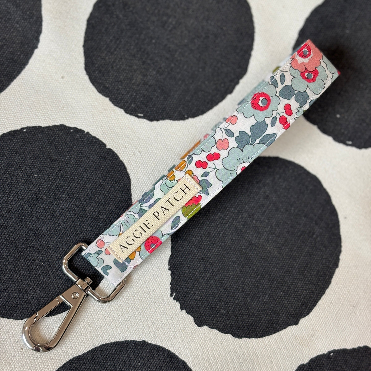 Wristlet Keychain - Cornflower Blue + Raspberry Liberty