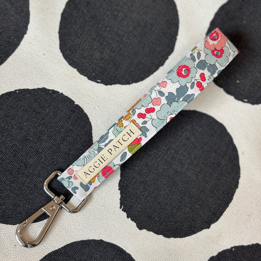 Wristlet Keychain - Cornflower Blue + Raspberry Liberty