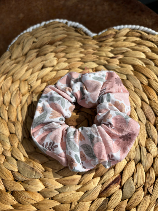 Pink Floral Scrunchie