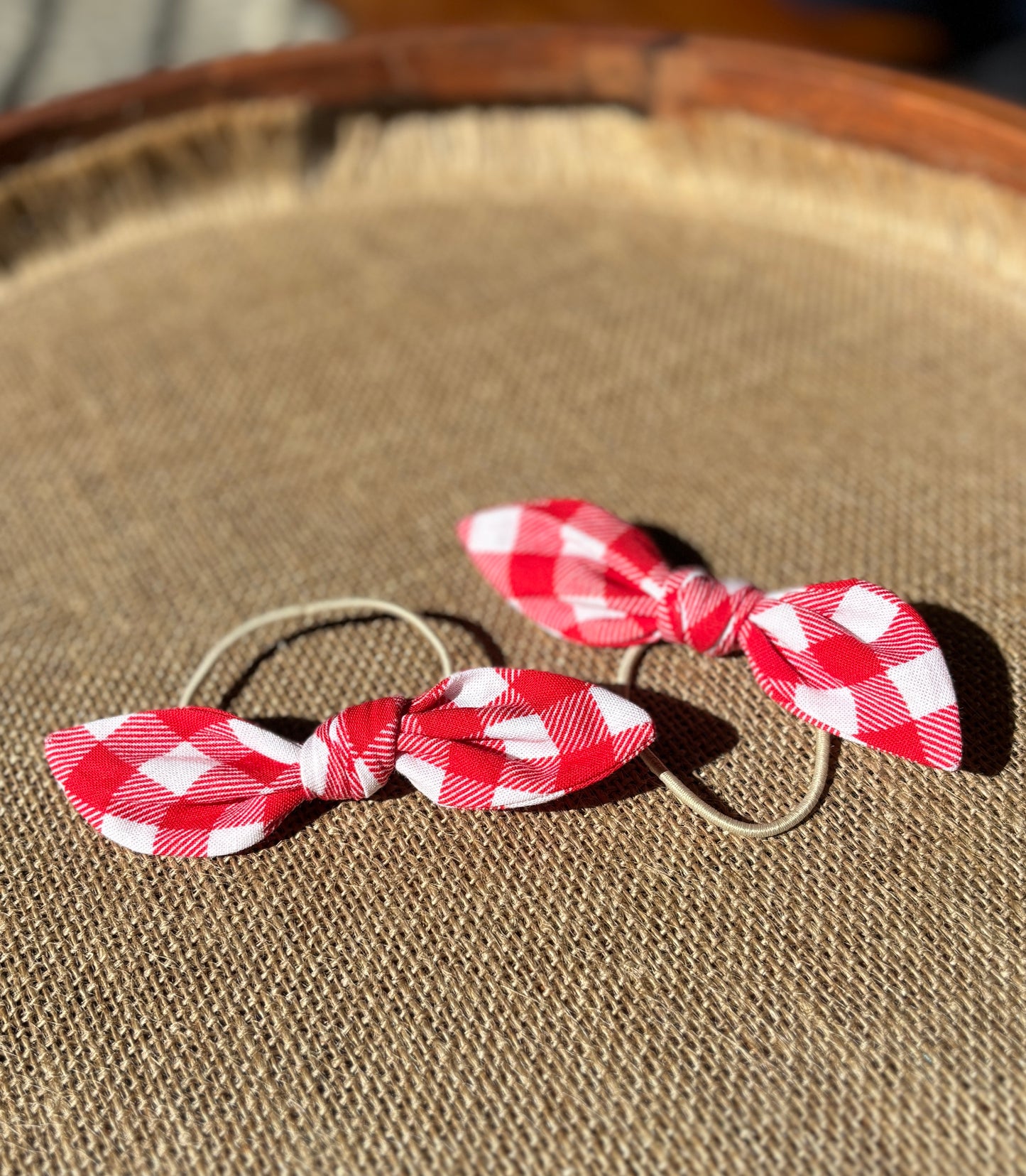 Festive Flopsy Ties - Cherry Gingham (PRE-ORDER)