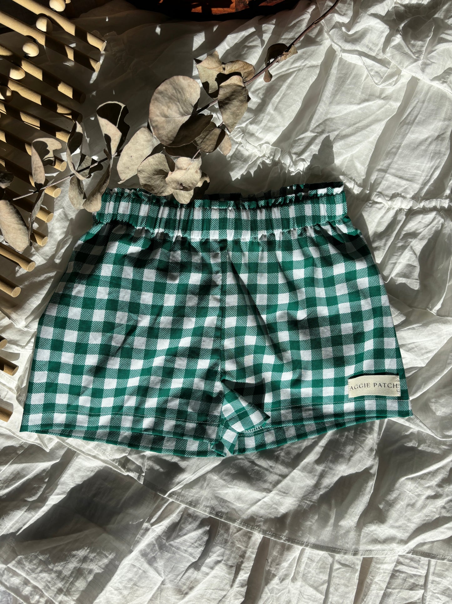 Levi Shorts - Pea Gingham (PRE-ORDER)