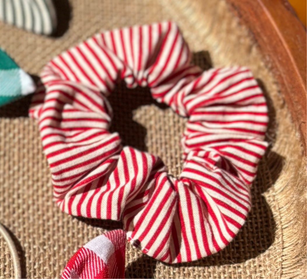 Cherry Stripe Scrunchie (PRE-ORDER)