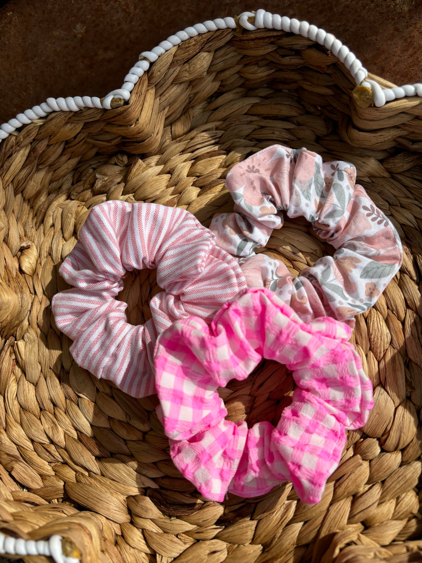 Pink Floral Scrunchie