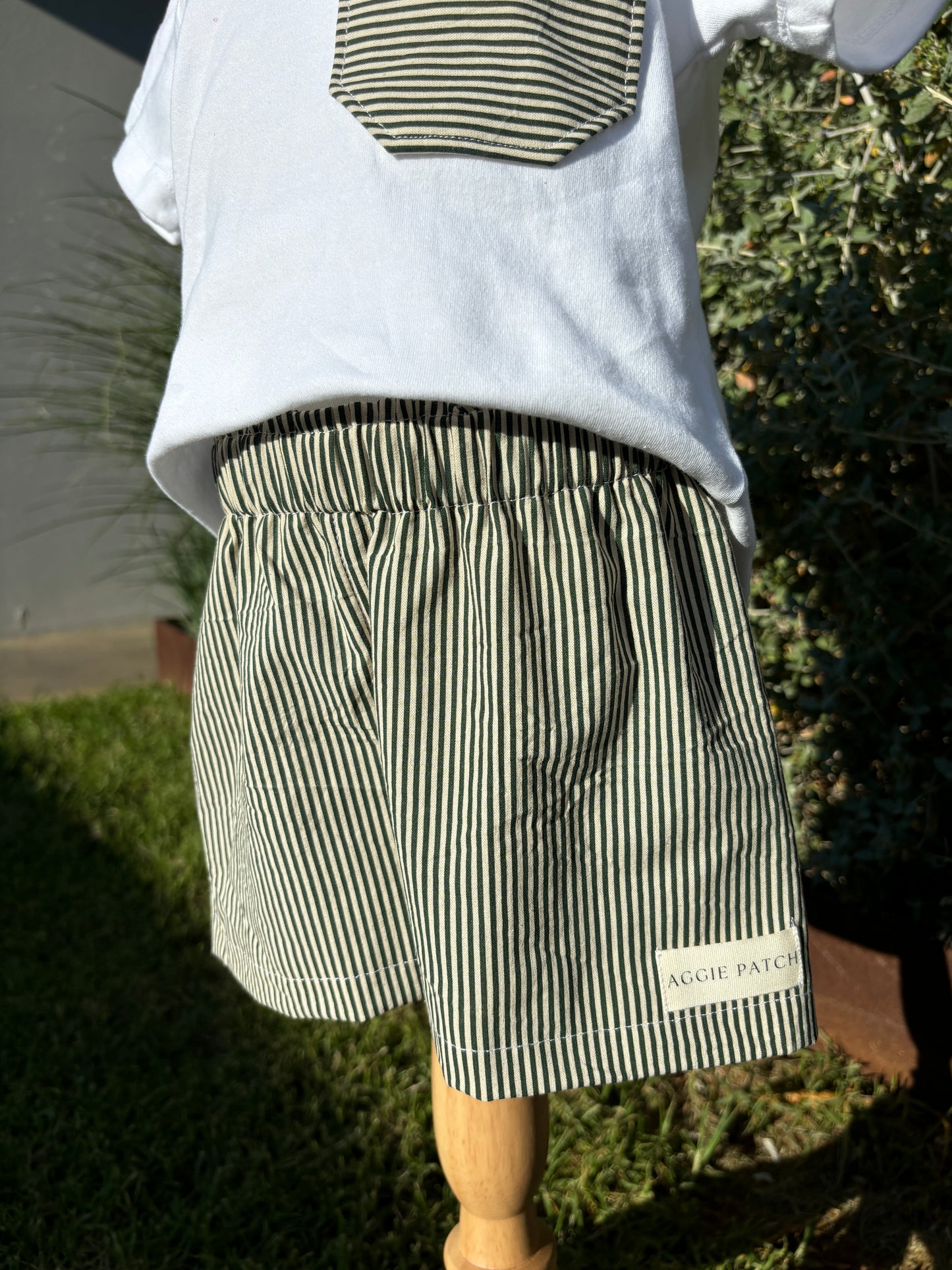 Levi Shorts - Pea Stripe (PRE-ORDER)