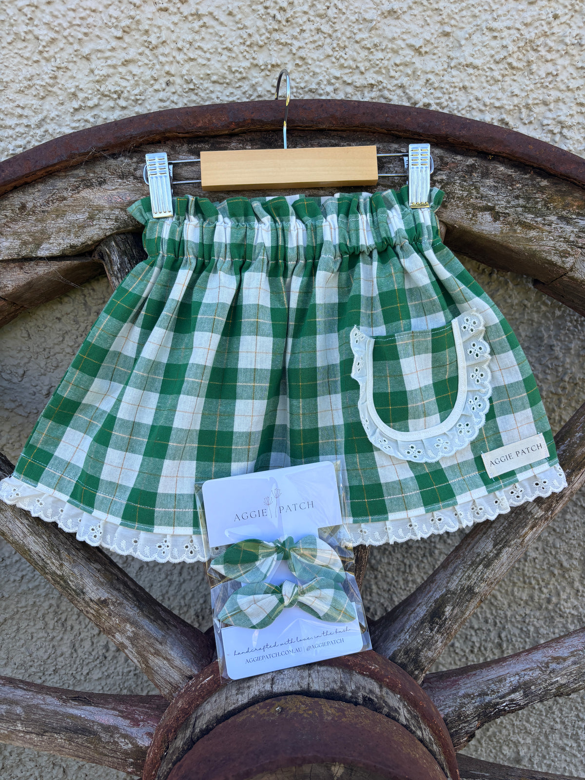 Flopsy Ties - Metallic Green Gingham